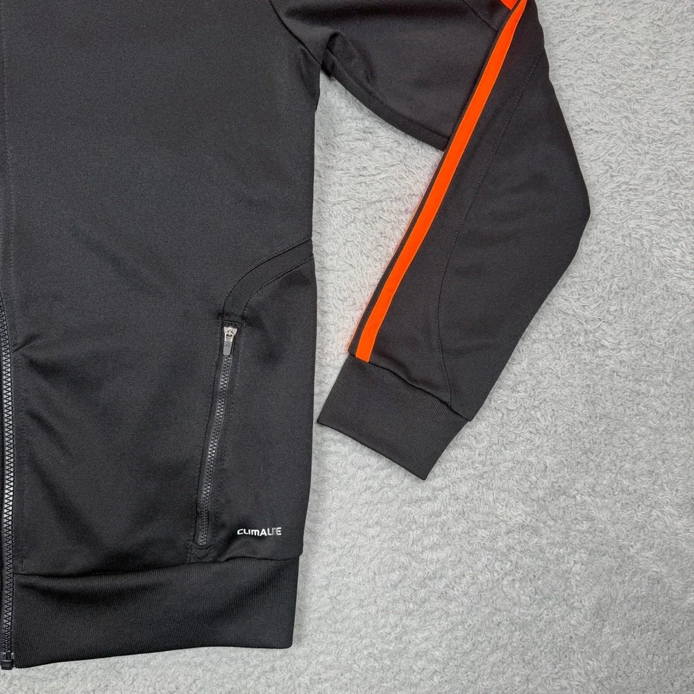 VTG Adidas Climalite Predator Men Black Orange 3-Stripe Full Zip Track Jacket M